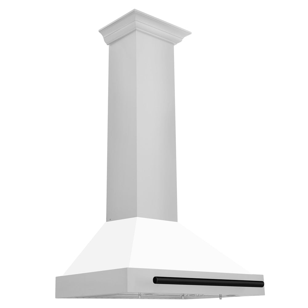 ZLINE 30 in Wall Mount Range Hood Stainless Steel Autograph Edition White Matte Shell Matte Black Accents 400 CFM (KB4STZ-WM30-MB)