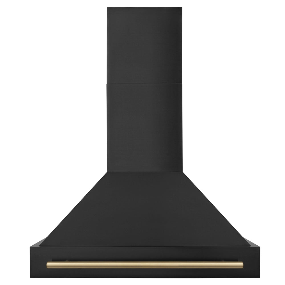 ZLINE 36 in Wall Mount Range Hood 700 CFM Black Stainless Steel Champagne Bronze Handle (BS655Z-36-CB)