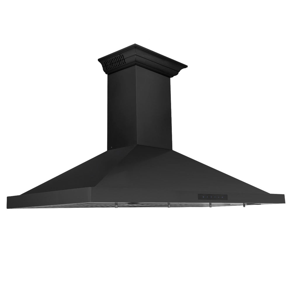ZLINE 48 in. Wall Mount Range Hood Black Stainless Steel Bluetooth Crown Molding BSKBNCRN-BT-48