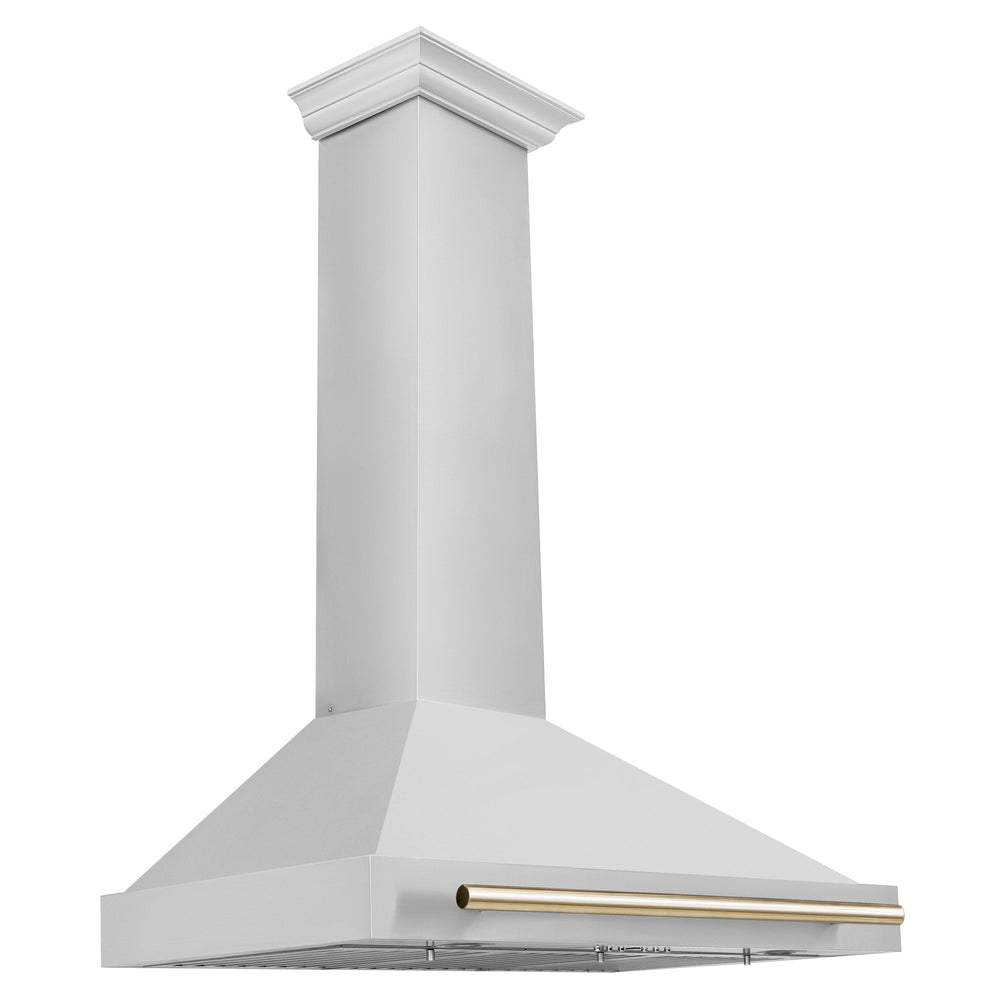 ZLINE 36 Inch Range Hood Stainless Steel Wall Mount Autograph Edition Gold Handle 4-Speed Fan KB4STZ-36-G