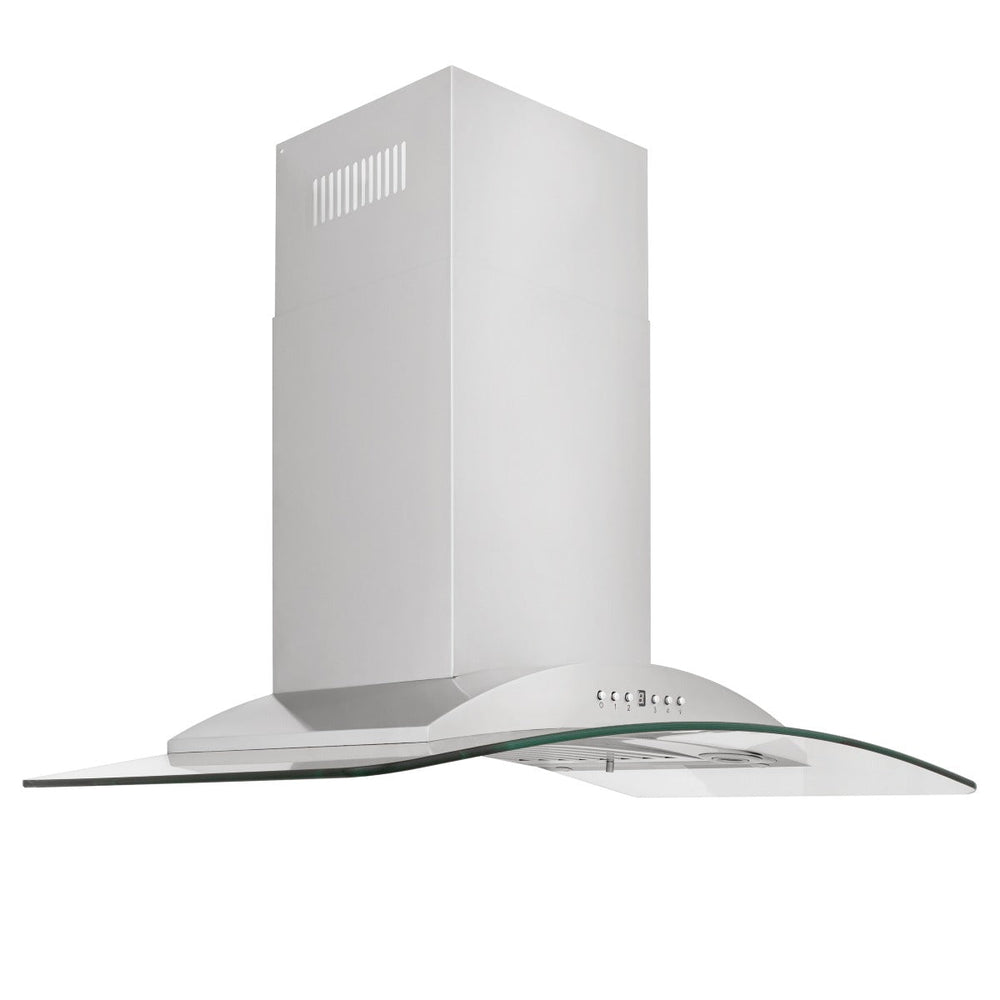ZLINE 36 Inch Wall Mount Range Hood Stainless Steel & Glass Convertible Vent 400 CFM (KN-36)
