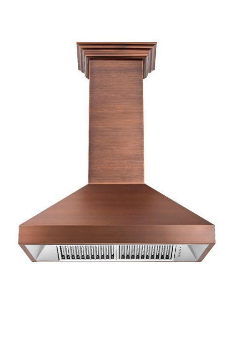 ZLINE 30 in Wall Mount Range Hood Copper with Crown Molding 8667C-30