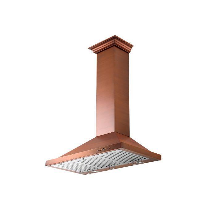 ZLINE 36 Inch Wall Mount Range Hood Copper Finish 400 CFM 4-Speed Fan (8KBC-36)