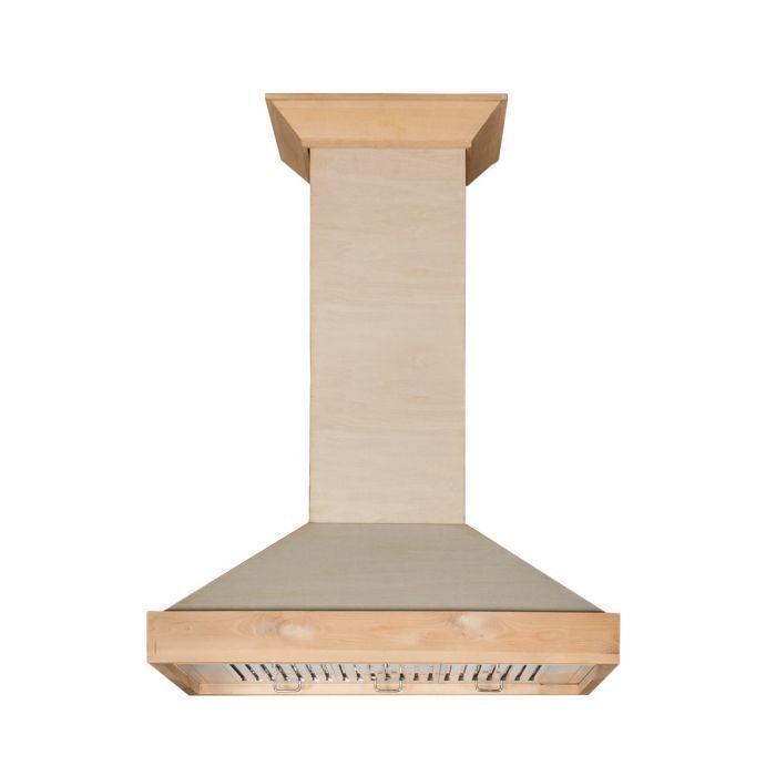 ZLINE 48 in. Wall Mount Range Hood Wooden Unfinished Finish High-Performance Ventilation (KBUF-48)