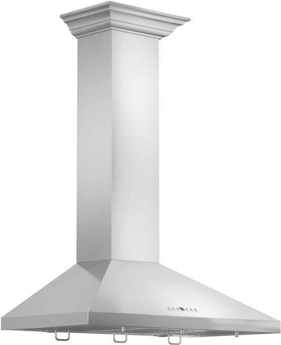 ZLINE 48" Wall Mount Range Hood Convertible Vent Stainless Steel with Crown Molding (KL2CRN-48)