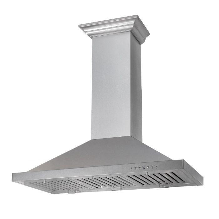 ZLINE 36 in. Wall Mount Range Hood Convertible Vent Satin Stainless Steel Designer Series 400 CFM (8KBS-36)